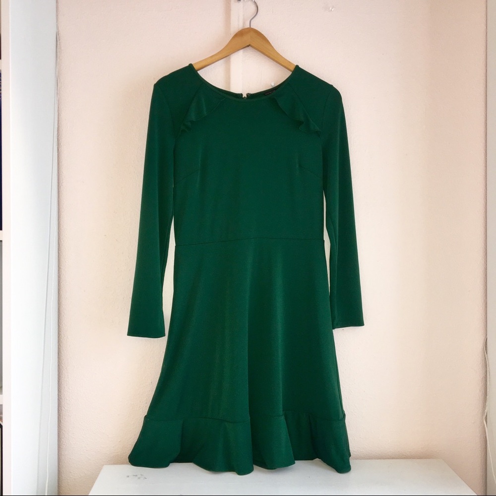 Ann Taylor Emerald Ruffled Green Dress